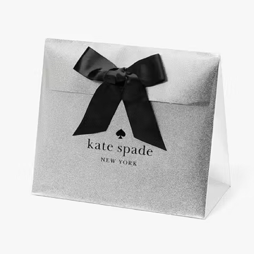 Kate Spade Large Silver Glitter Gift Box With Bow.